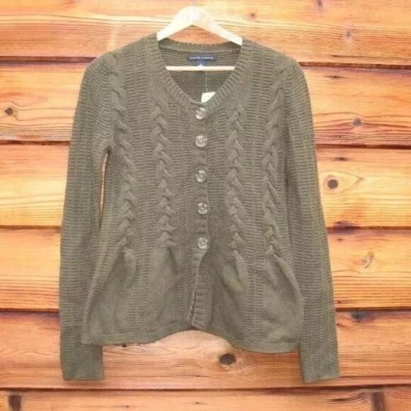 NWT Olive Wool Blend Cardigan - Picture 1 of 6